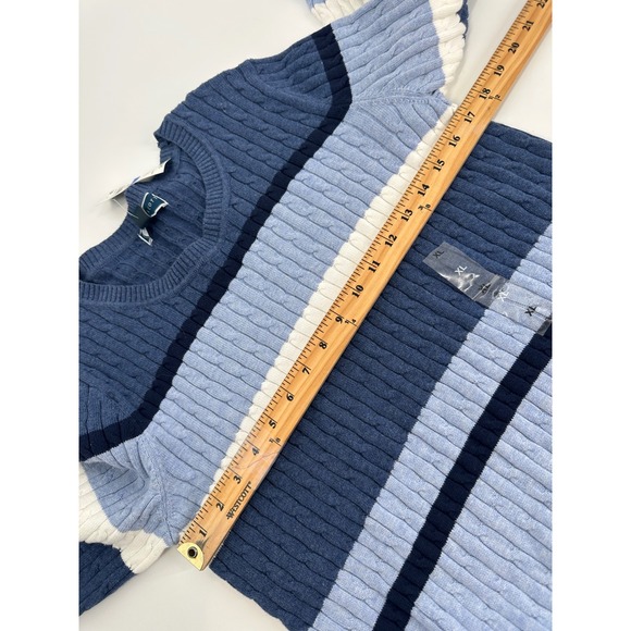 KAREN‎ SCOTT Women's Striped Cable Knit Crew Neck Long Sleeve Sweater XL - Picture 3 of 7